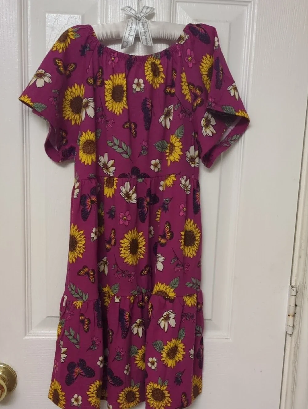 The Children's Place Magenta Sunflower & Butterfly Tiered Knit Dress